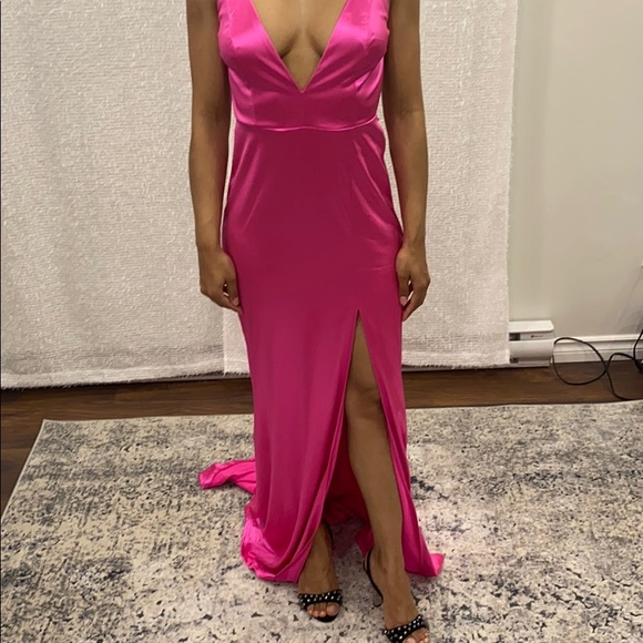 Fuschia Satin Gown - Picture 9 of 9